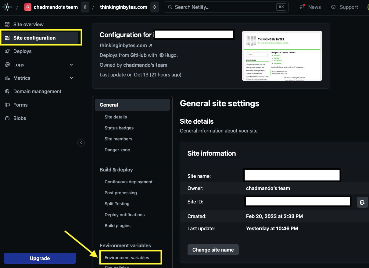 Netlify Site Configuration