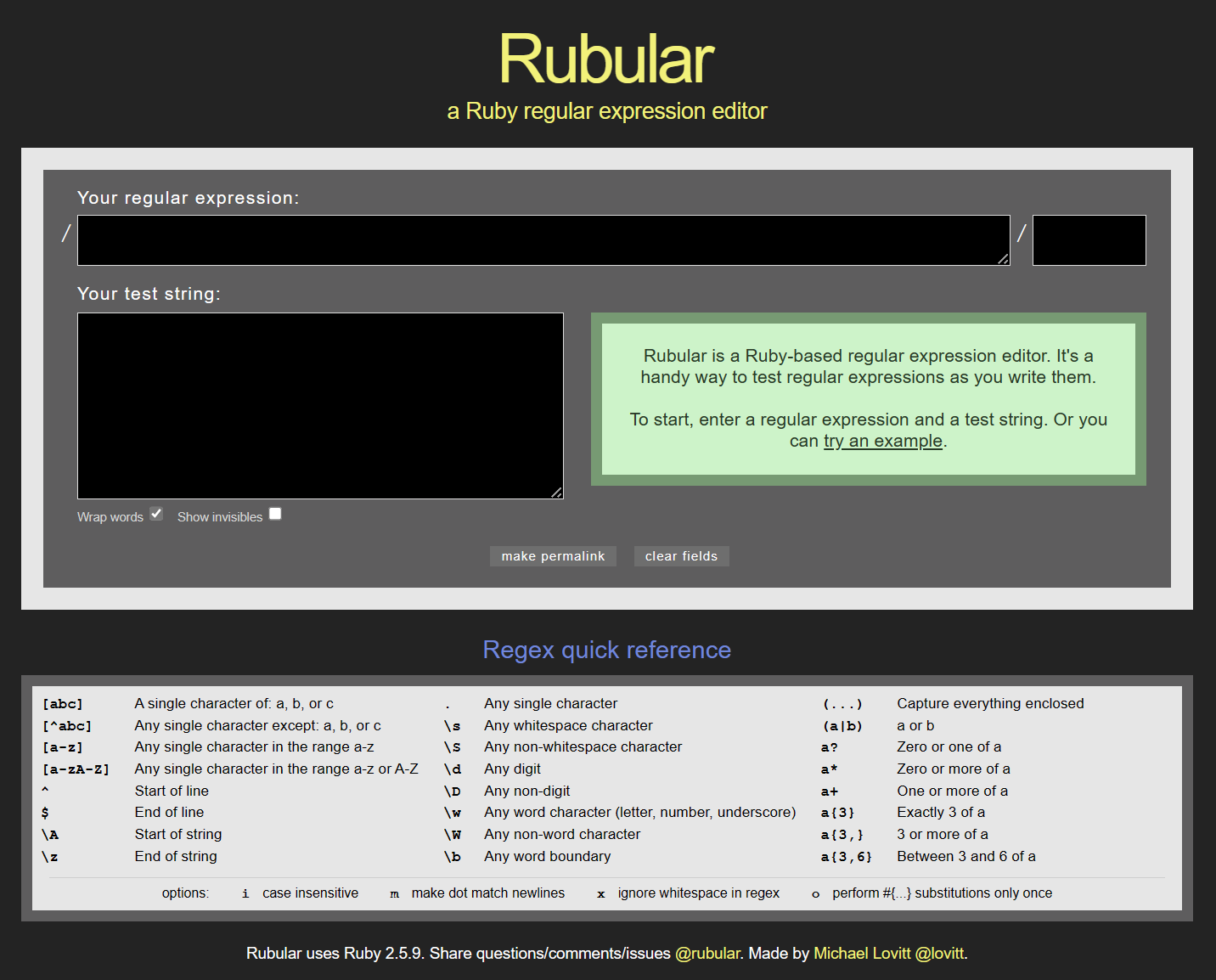 Rubular.com site